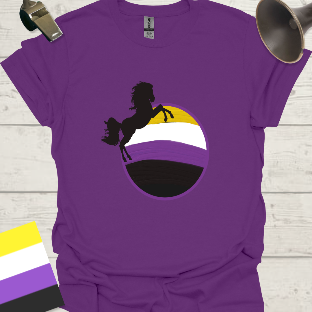 Nonbinary Pride T-Shirt Sphere Horse Design