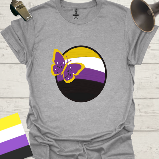 Nonbinary Pride T-Shirt Sphere Butterfly Design