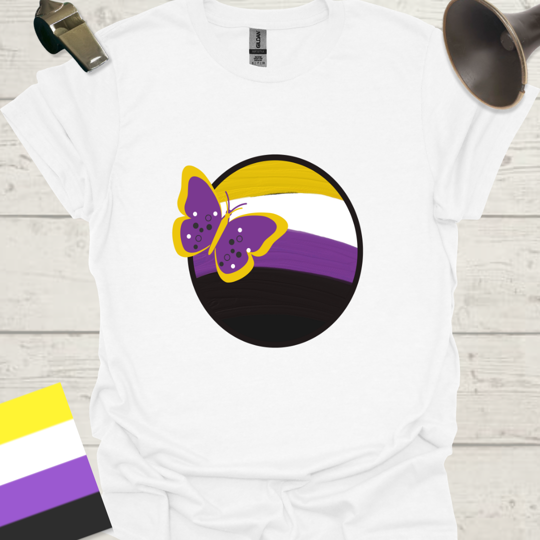 Nonbinary Pride T-Shirt Sphere Butterfly Design