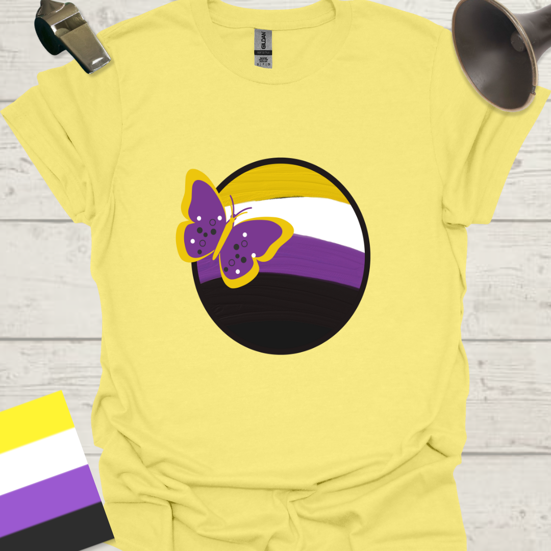 Nonbinary Pride T-Shirt Sphere Butterfly Design