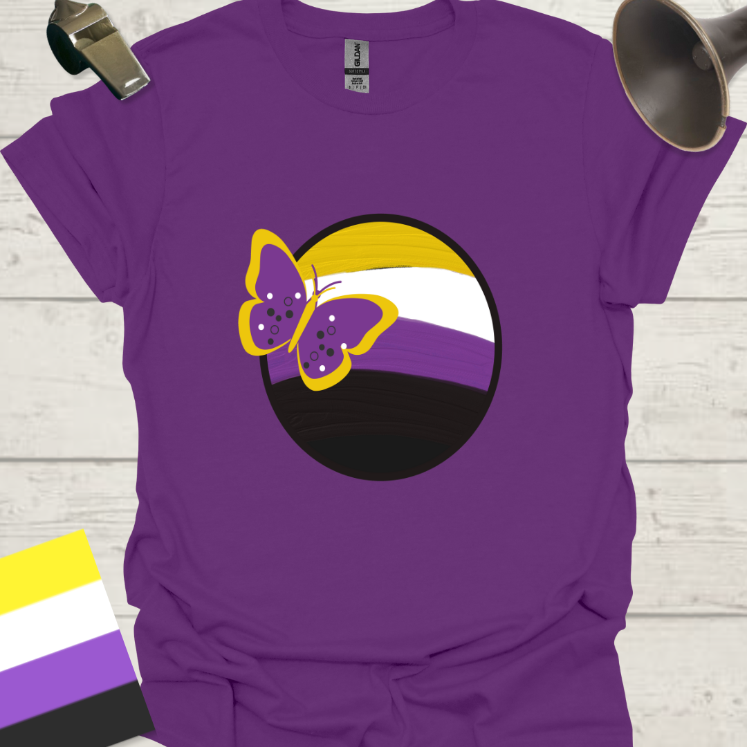 Nonbinary Pride T-Shirt Sphere Butterfly Design