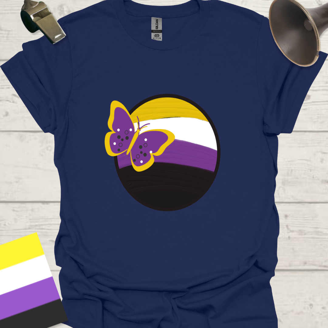 Nonbinary Pride T-Shirt Sphere Butterfly Design