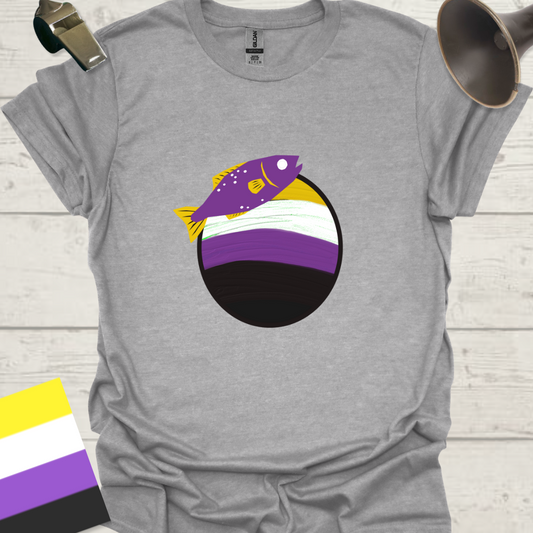 Nonbinary Pride T-Shirt Sphere Cute Fish Design