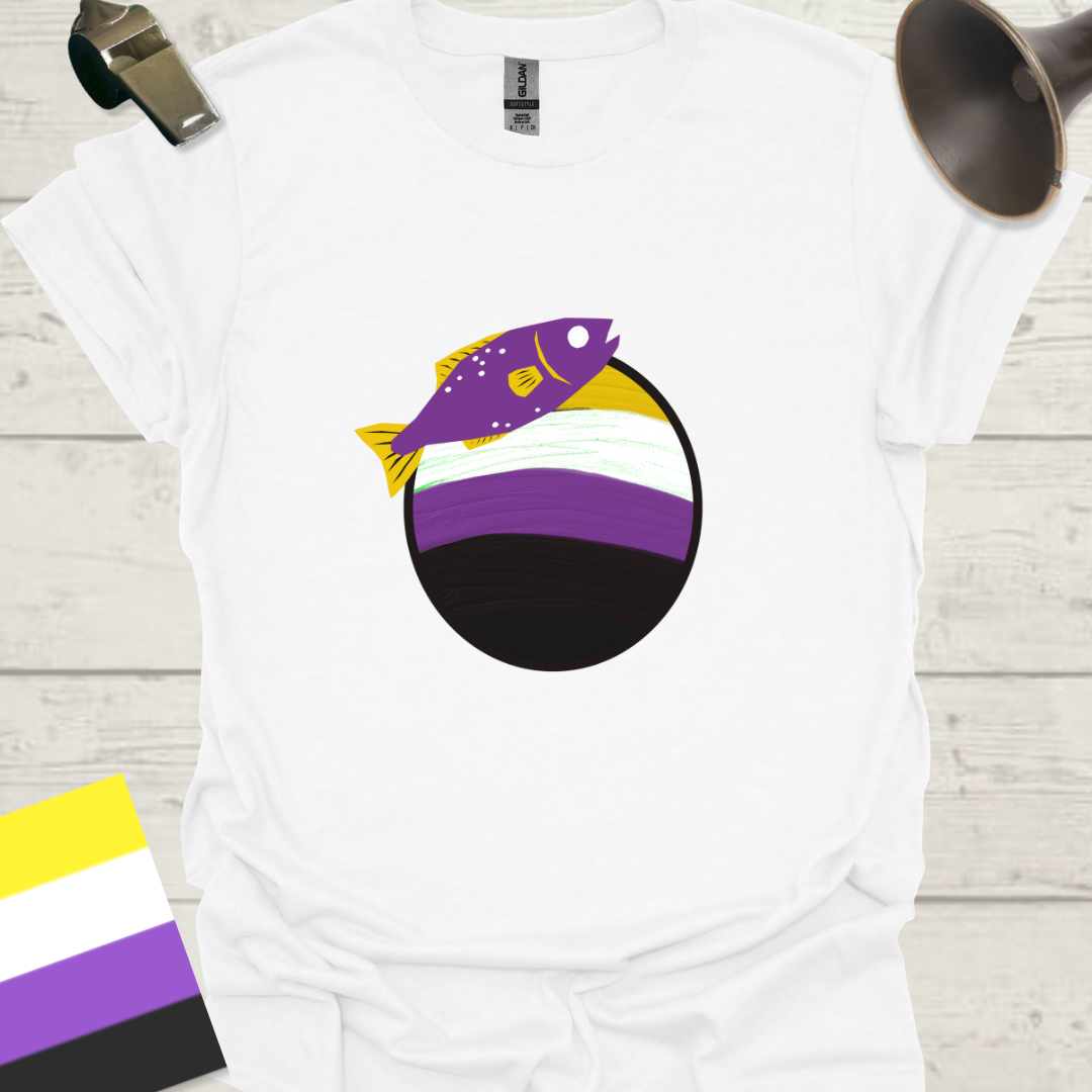 Nonbinary Pride T-Shirt Sphere Cute Fish Design