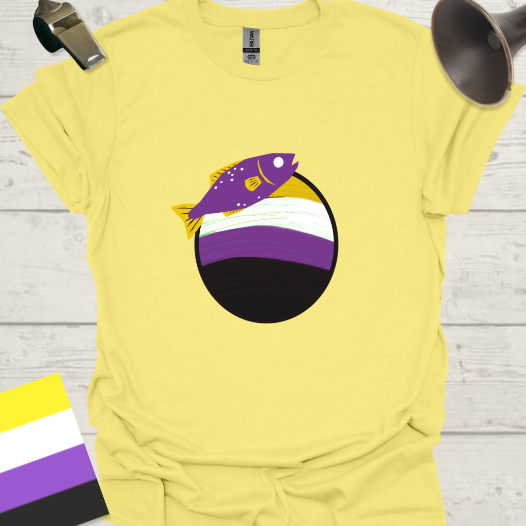 Nonbinary Pride T-Shirt Sphere Cute Fish Design