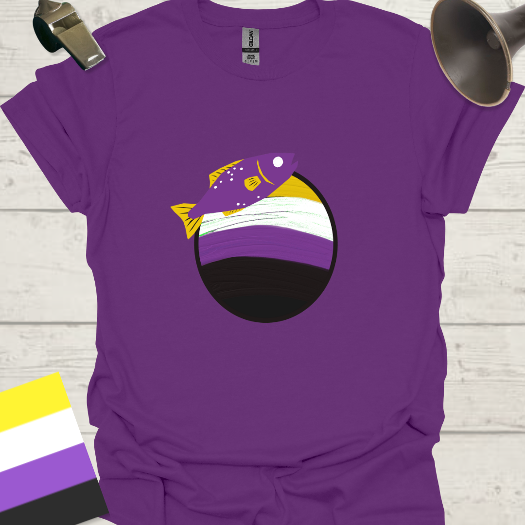 Nonbinary Pride T-Shirt Sphere Cute Fish Design