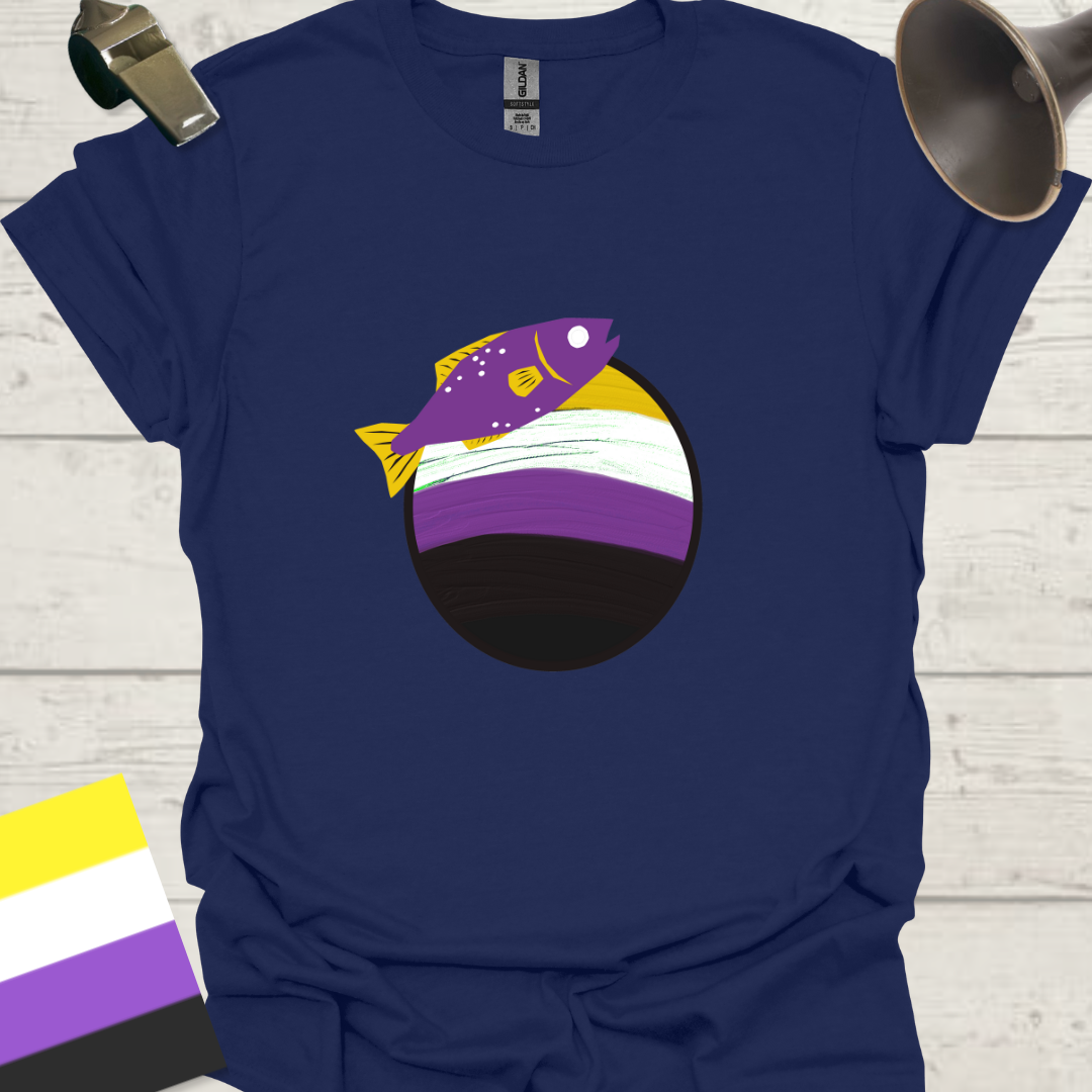 Nonbinary Pride T-Shirt Sphere Cute Fish Design