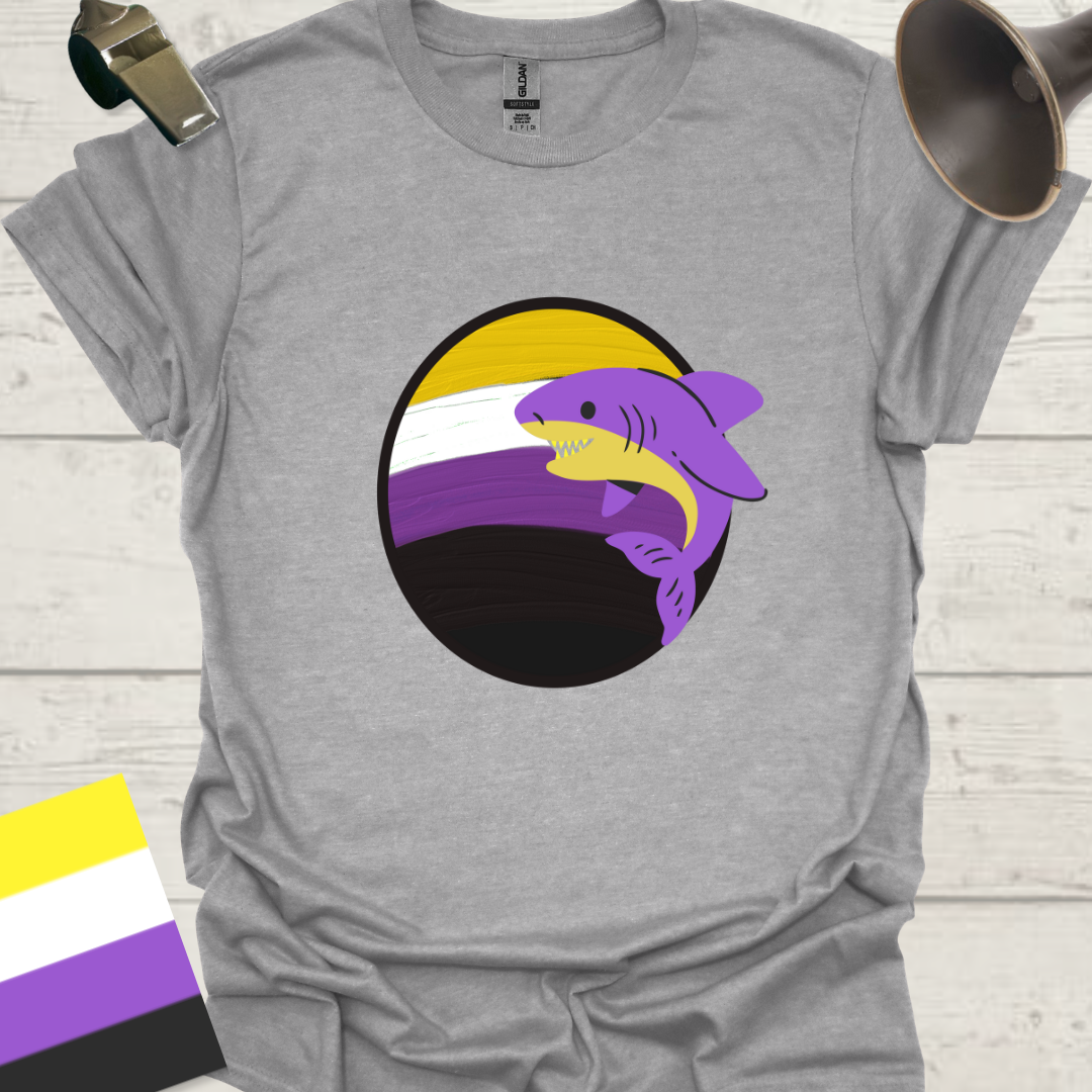 Nonbinary Pride T-Shirt Sphere Cute Shark Design
