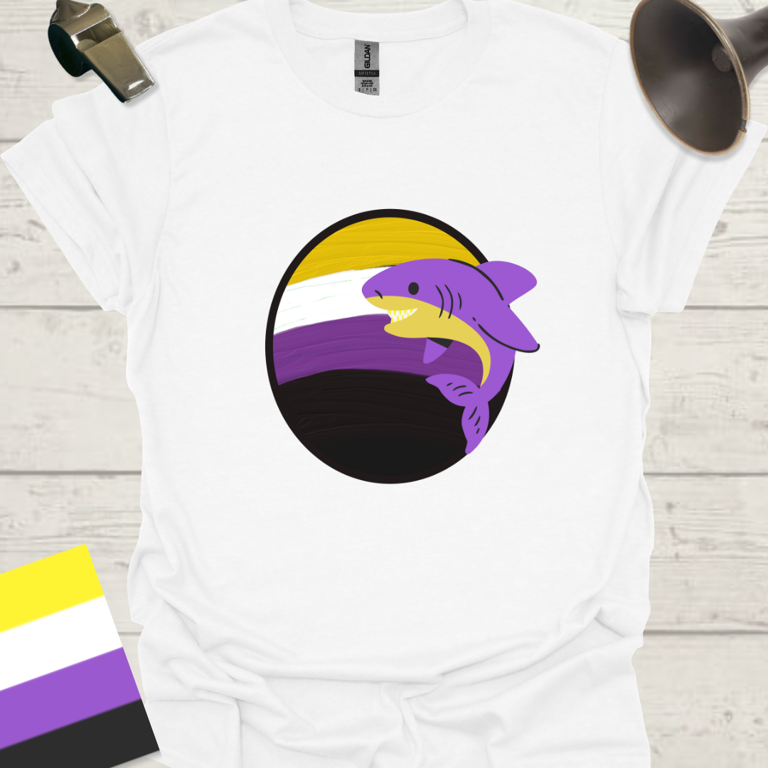 Nonbinary Pride T-Shirt Sphere Cute Shark Design