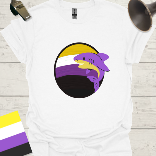 Nonbinary Pride T-Shirt Sphere Cute Shark Design
