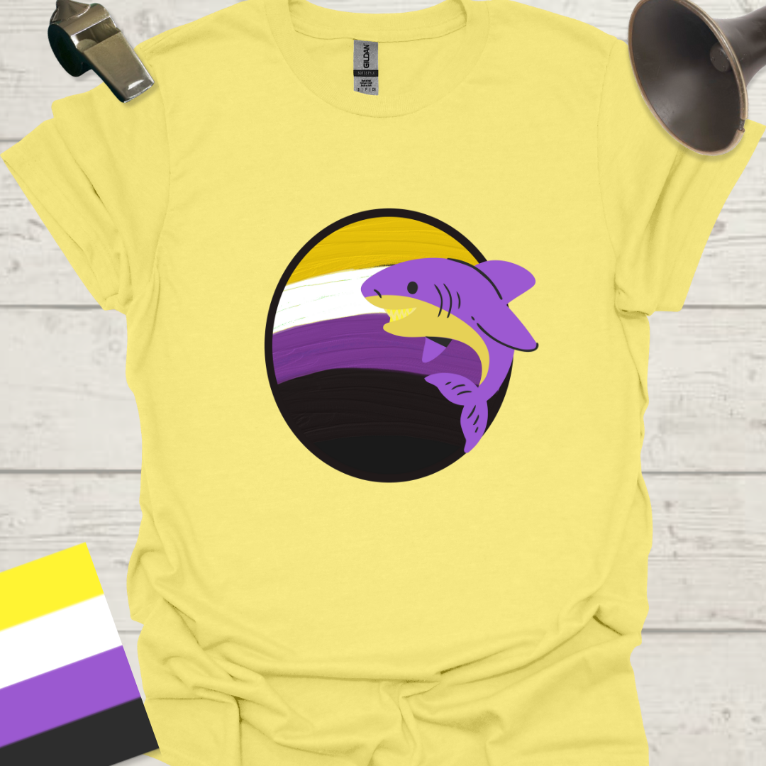 Nonbinary Pride T-Shirt Sphere Cute Shark Design