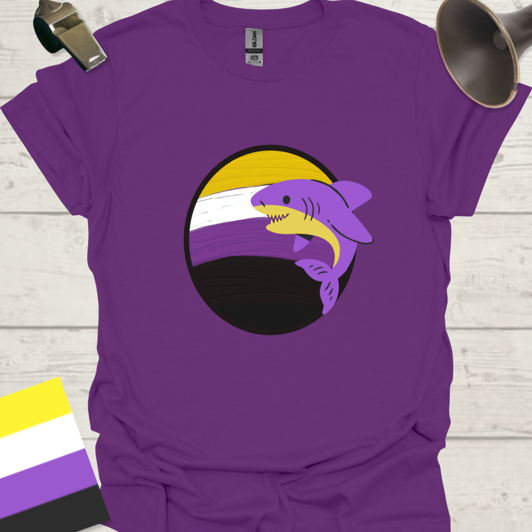 Nonbinary Pride T-Shirt Sphere Cute Shark Design