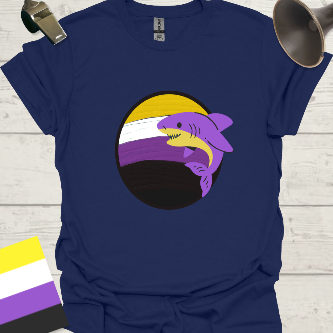 Nonbinary Pride T-Shirt Sphere Cute Shark Design
