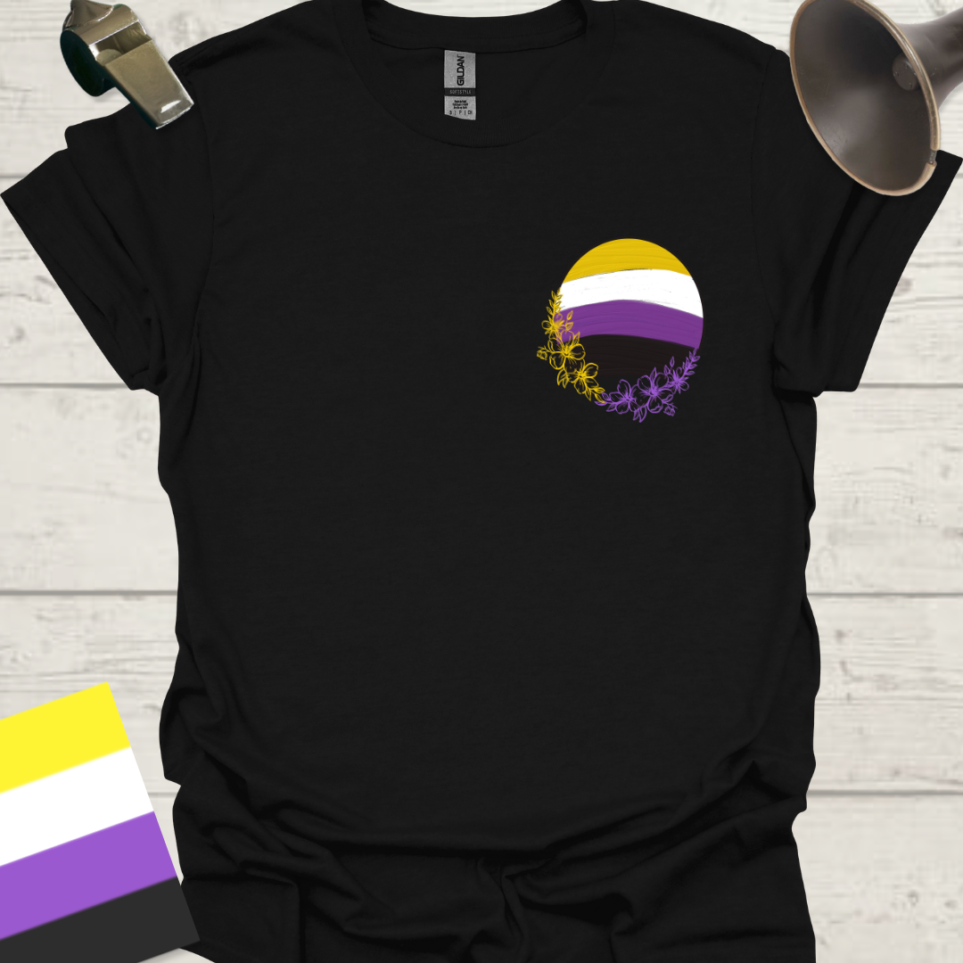 Nonbinary Pride T-Shirt Sphere Flowers Design