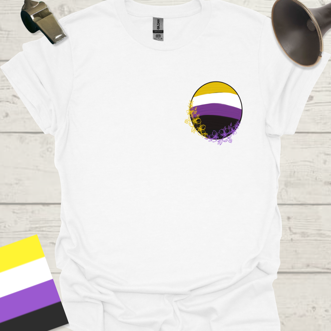 Nonbinary Pride T-Shirt Sphere Flowers Design