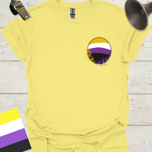 Nonbinary Pride T-Shirt Sphere Flowers Design