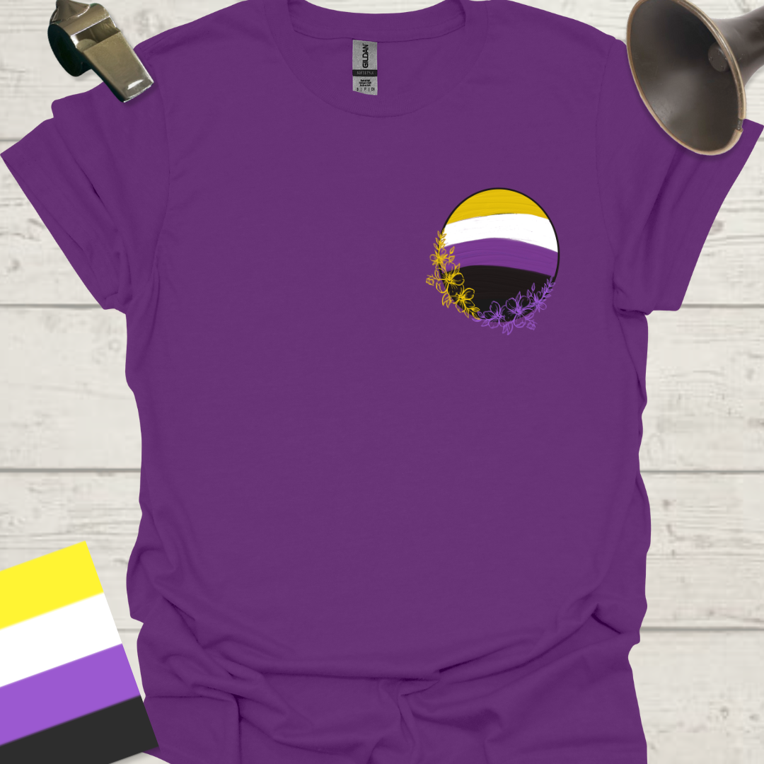 Nonbinary Pride T-Shirt Sphere Flowers Design