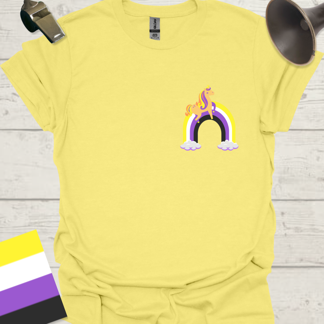 Nonbinary Pride T-Shirt Rainbow Unicorn Design