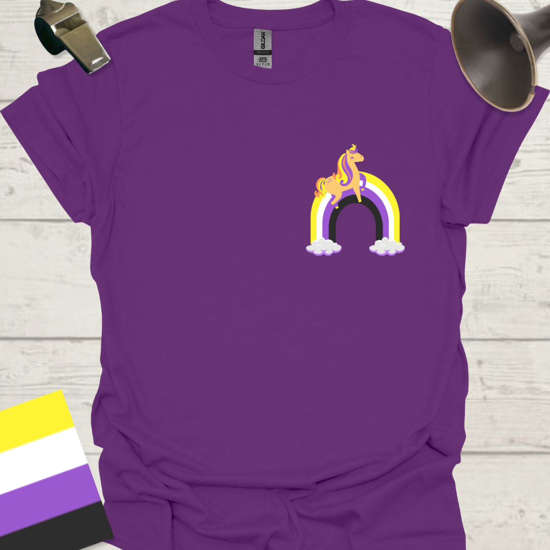 Nonbinary Pride T-Shirt Rainbow Unicorn Design
