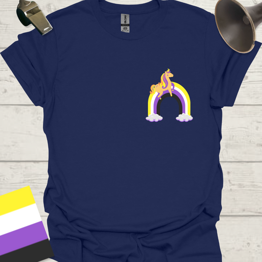 Nonbinary Pride T-Shirt Rainbow Unicorn Design