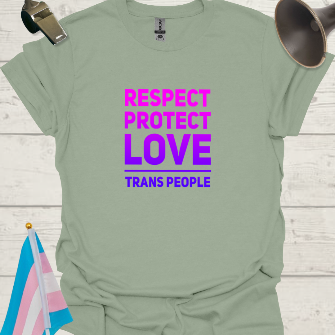 Unisex T-Shirt Respect, Protect Trans People LGBT - pink-purple