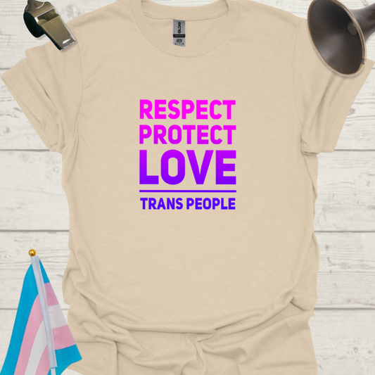 Unisex T-Shirt Respect, Protect, Love Trans People LGBT Design - pink - purple
