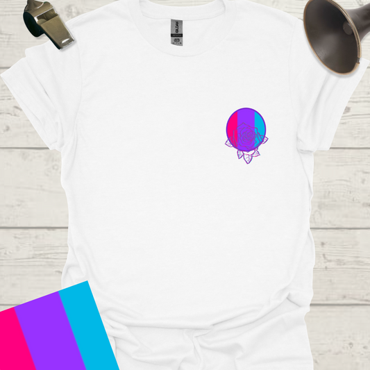 Unisex Pride Flag T-Shirt - Androgyne Rose in a Sphere