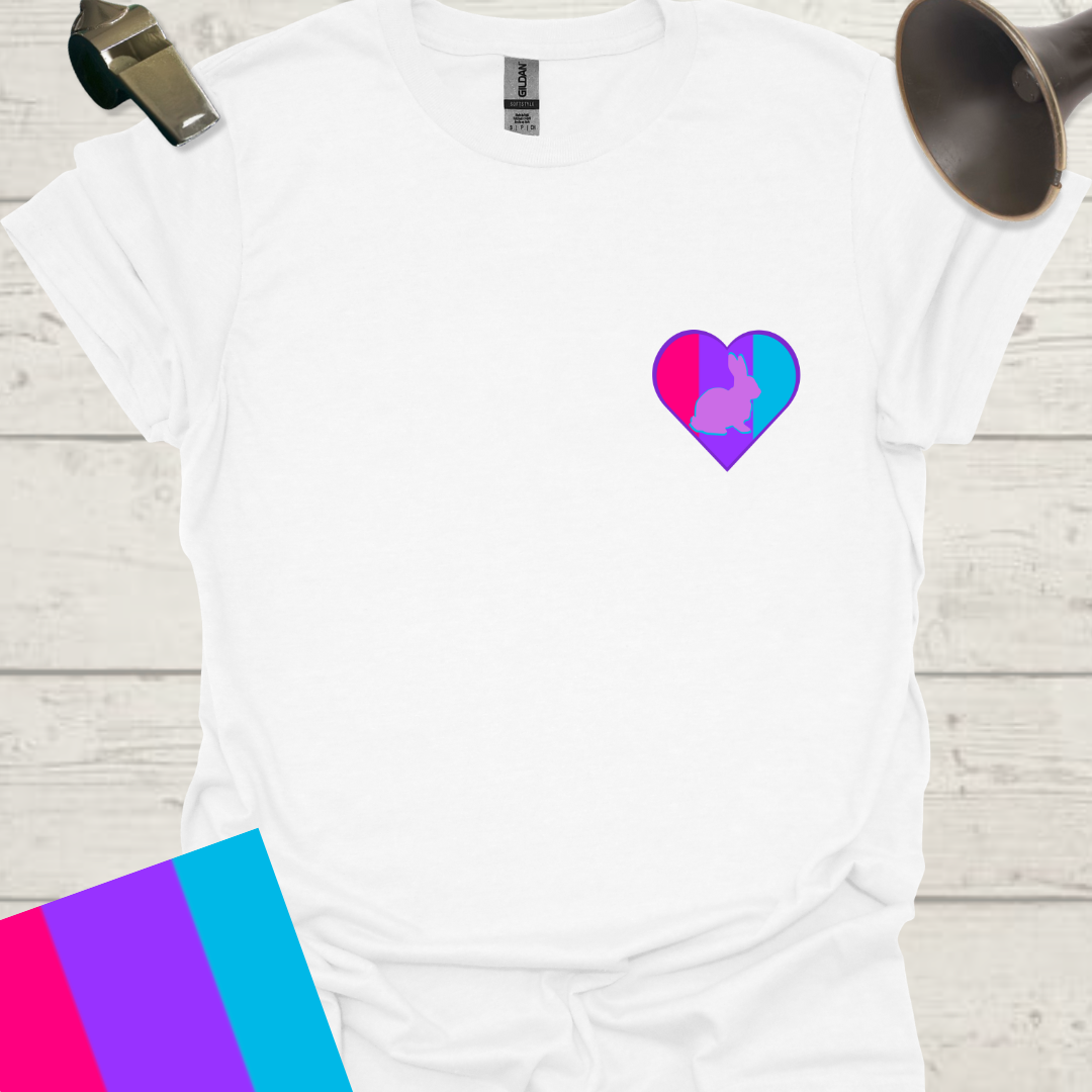 Unisex Pride Flag T-Shirt - Androgyne Rabbit in a Heart