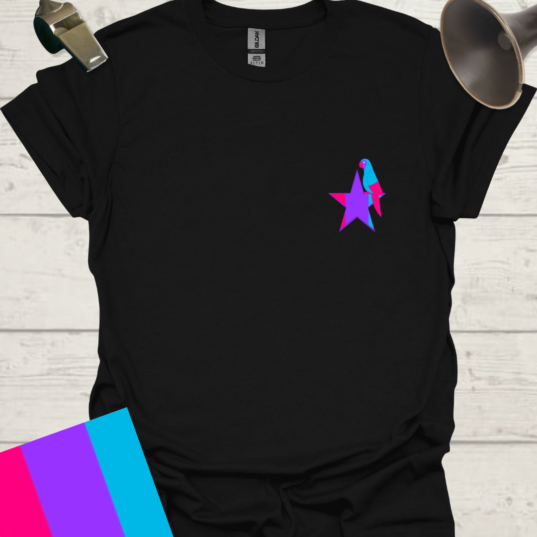 Unisex Pride Flag T-Shirt - Androgyne Parrot on a Star