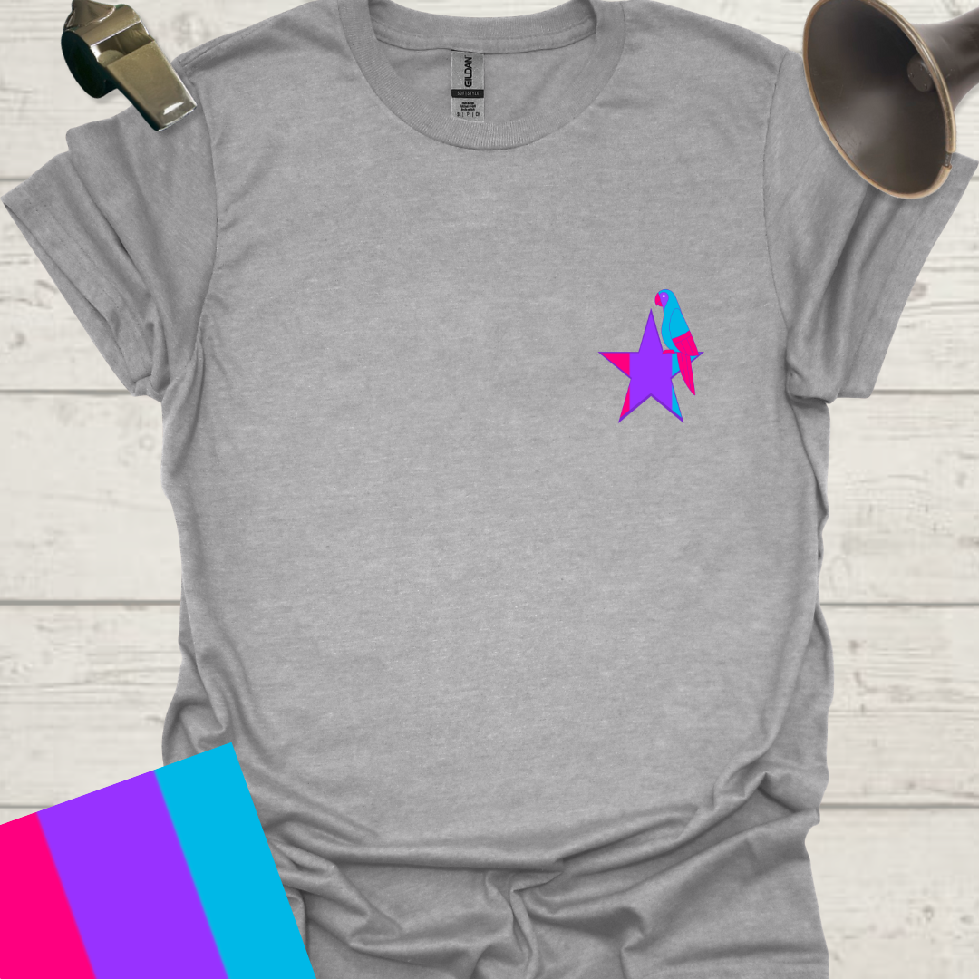 Unisex Pride Flag T-Shirt - Androgyne Parrot on a Star