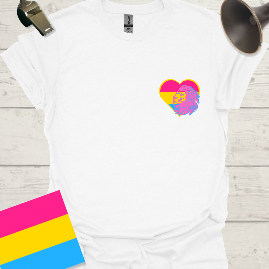 Pansexual Flag Colors Heart Lion T-Shirt