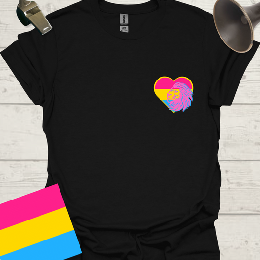 Pansexual Flag Colors Heart Lion T-Shirt
