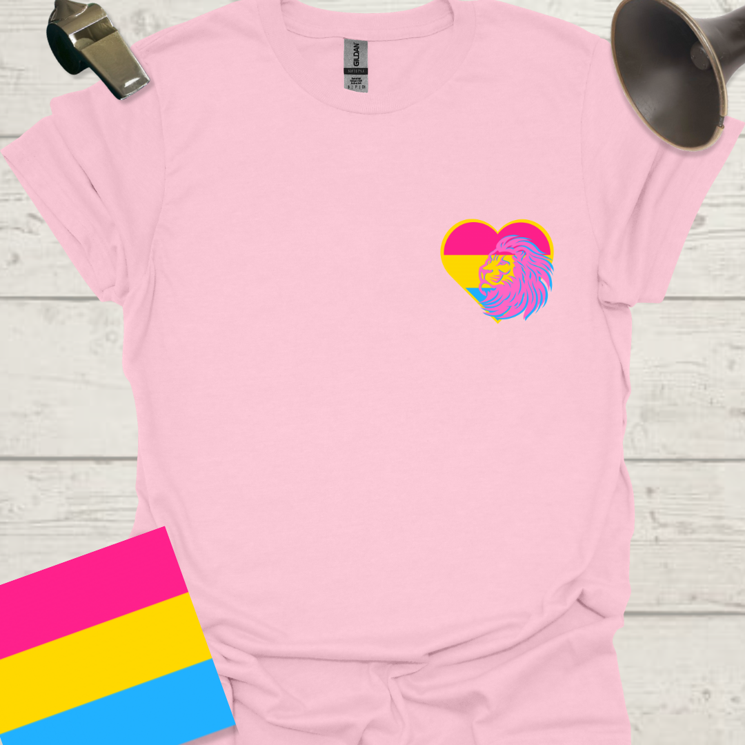 Pansexual Flag Colors Heart Lion T-Shirt
