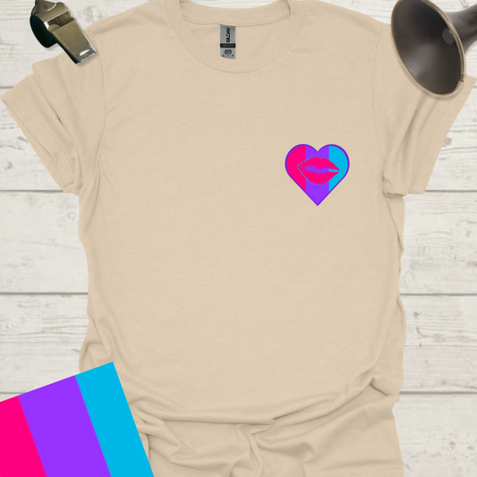 Unisex Pride Flag T-Shirt - Androgyne Pink Lips in a Heart