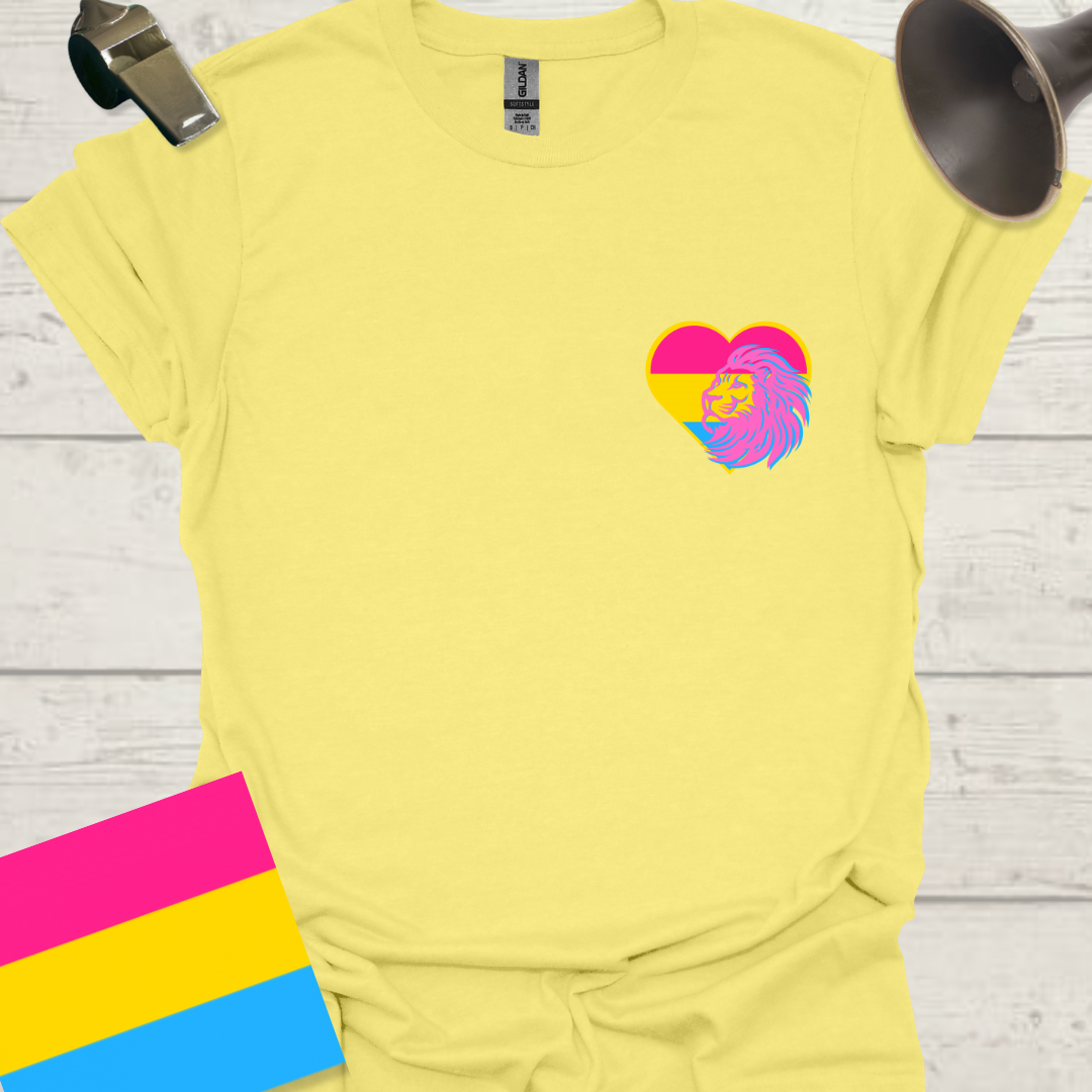 Pansexual Flag Colors Heart Lion T-Shirt