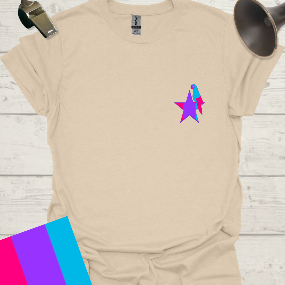 Unisex Pride Flag T-Shirt - Androgyne Parrot on a Star