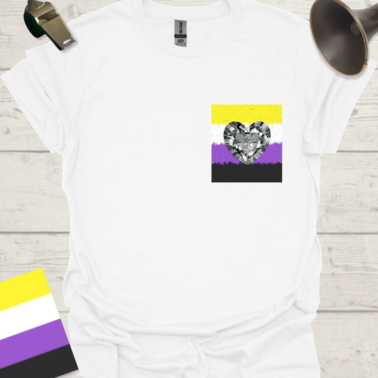 Unisex T-Shirt Silver Gem Heart Non-Binary Cubism Flag Design