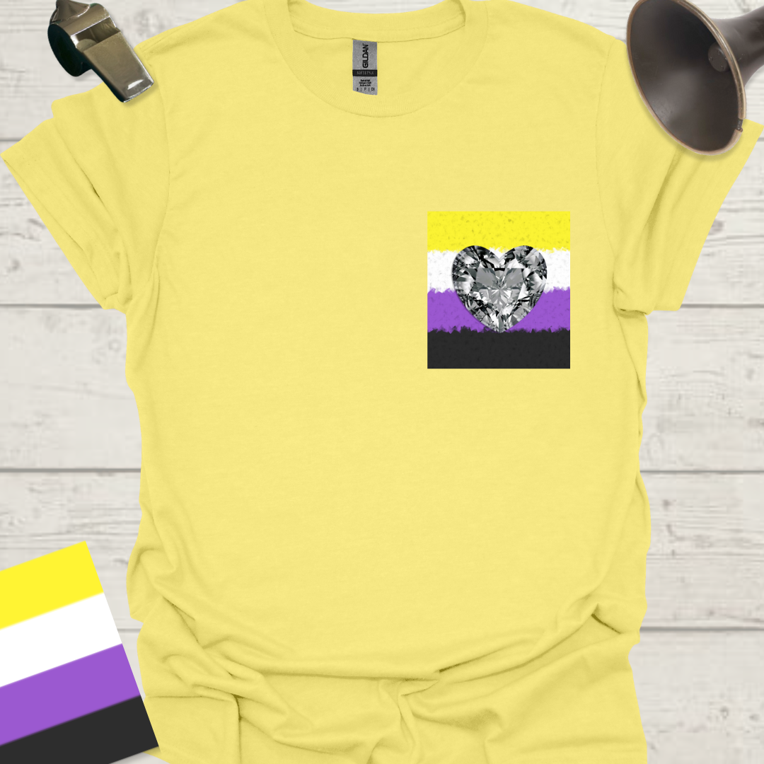 Unisex T-Shirt Silver Gem Heart Non-Binary Cubism Flag Design