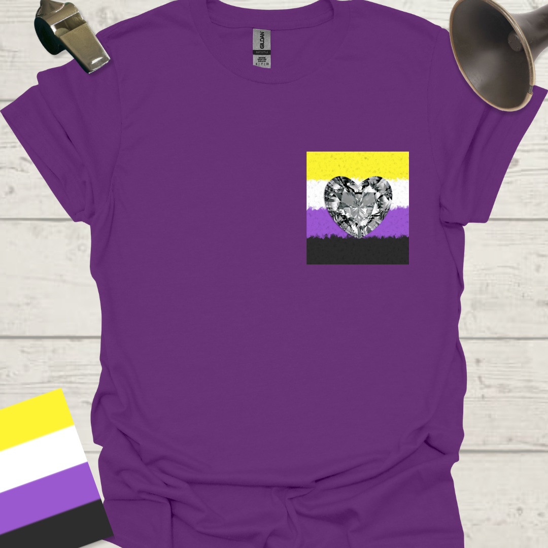 Unisex T-Shirt Silver Gem Heart Non-Binary Cubism Flag Design