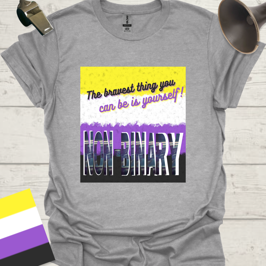 Unisex T-Shirt The bravest thing you can be is yourself! Non-Binary Cubism Flag Design
