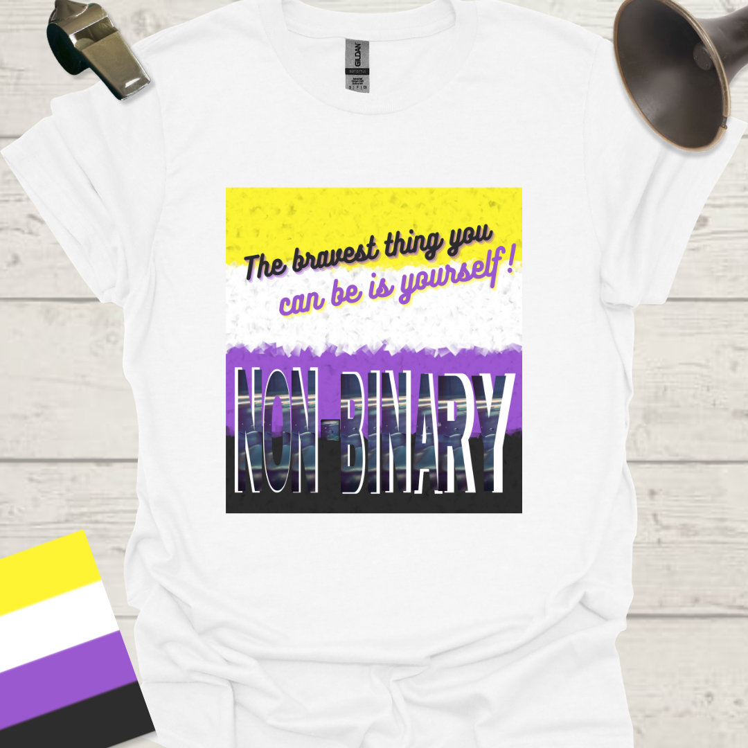 Unisex T-Shirt The bravest thing you can be is yourself! Non-Binary Cubism Flag Design