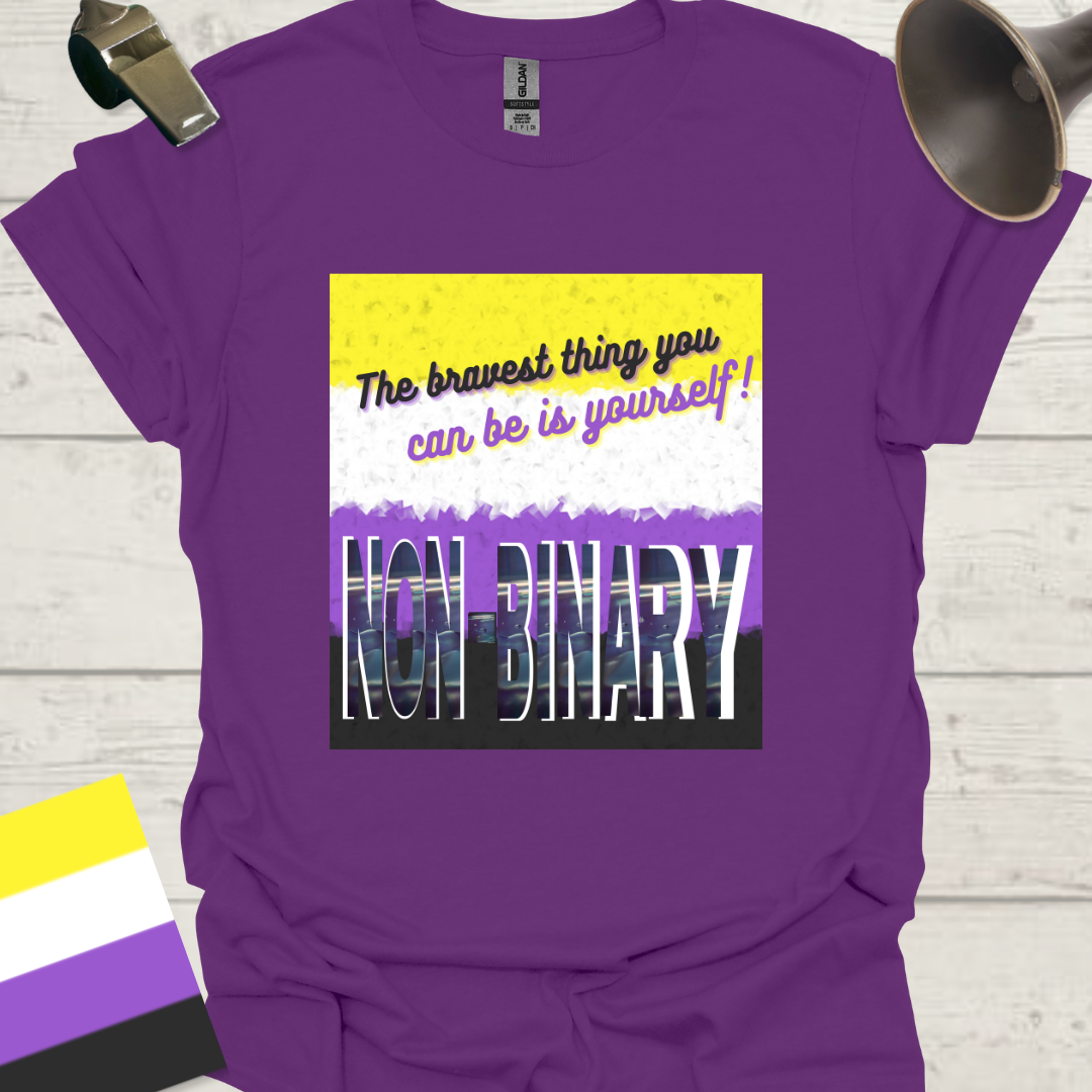 Unisex T-Shirt The bravest thing you can be is yourself! Non-Binary Cubism Flag Design