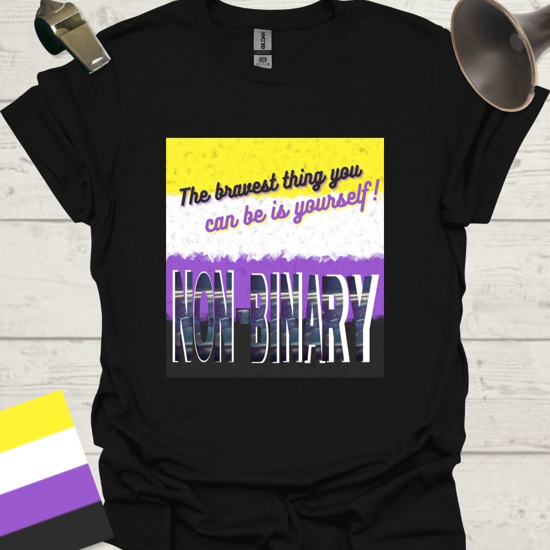 Unisex T-Shirt The bravest thing you can be is yourself! Non-Binary Cubism Flag Design
