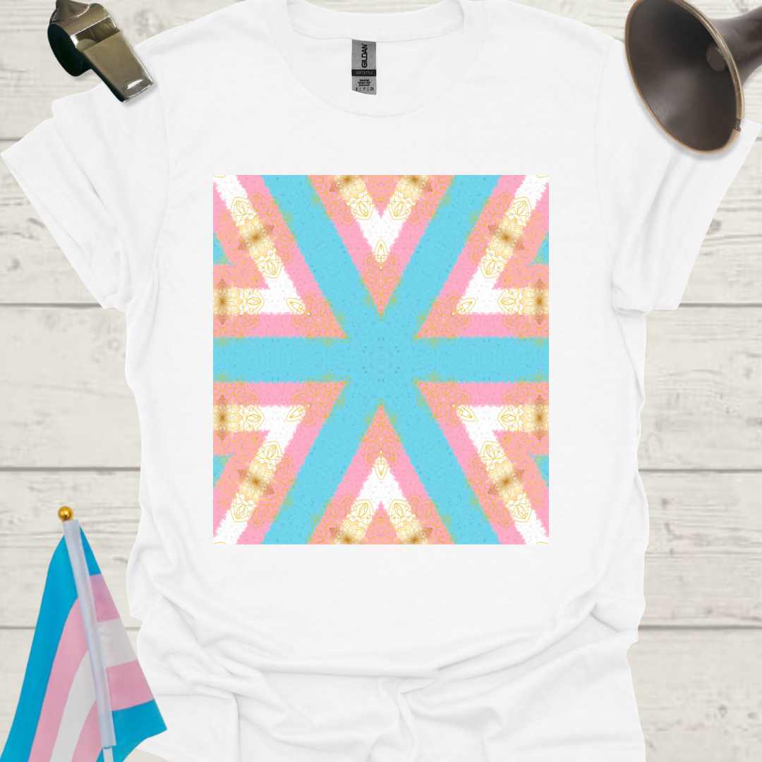 Trans Pride flag colors Kaleidoscope pattern T-Shirt Unisex Softstyle