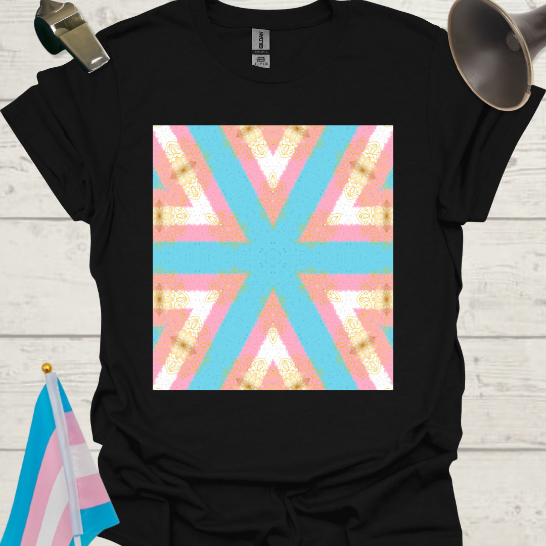 Trans Pride flag colors Kaleidoscope pattern T-Shirt Unisex Softstyle