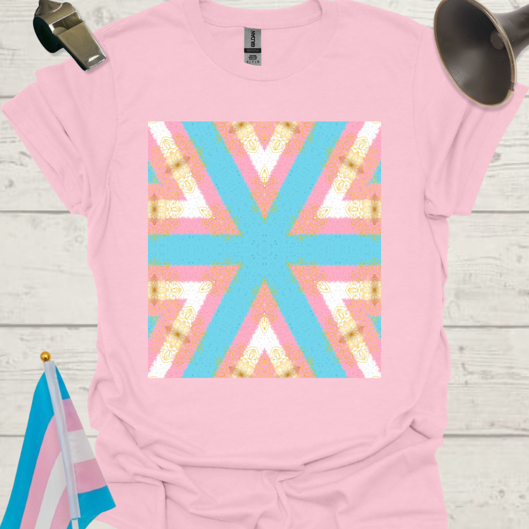 Trans Pride flag colors Kaleidoscope pattern T-Shirt Unisex Softstyle