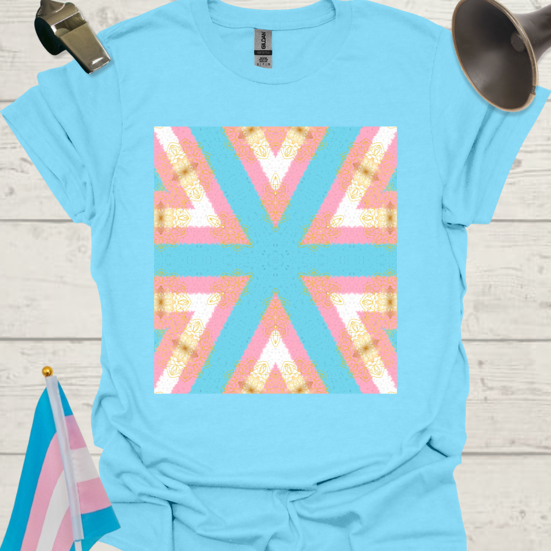 Trans Pride flag colors Kaleidoscope pattern T-Shirt Unisex Softstyle