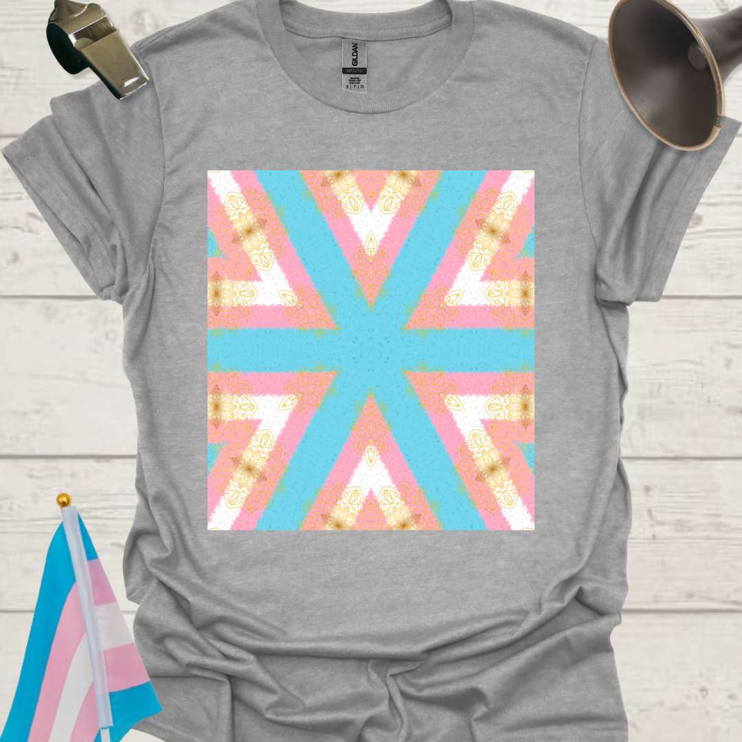 Trans Pride flag colors Kaleidoscope pattern T-Shirt Unisex Softstyle