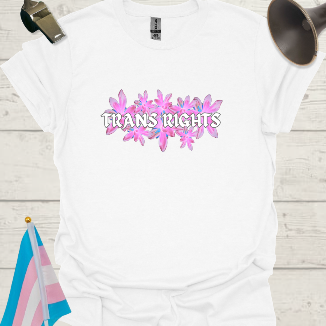 Unisex T-Shirt Pink Floral Trans Rights Transgender Flag