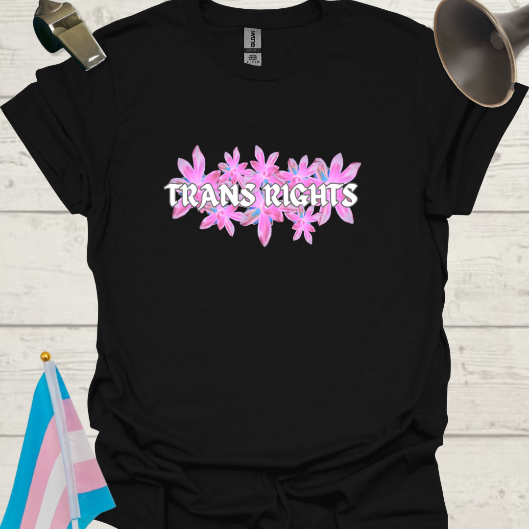 Unisex T-Shirt Pink Floral Trans Rights Transgender Flag